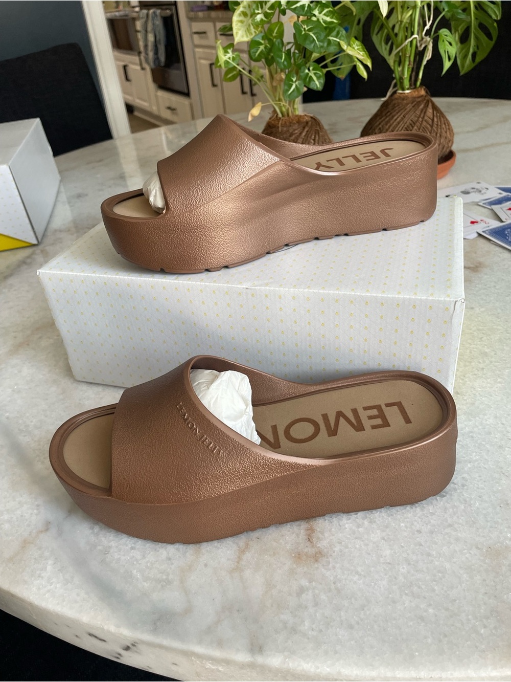 Lemon Jelly Metallic Mules